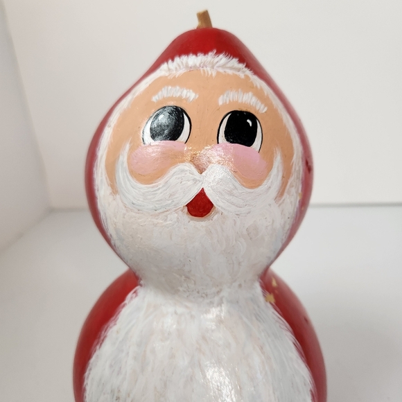 Santa Claus Hand Painted Gourd Folk Art Christmas Decoration Vintage Handmade - Picture 2 of 9